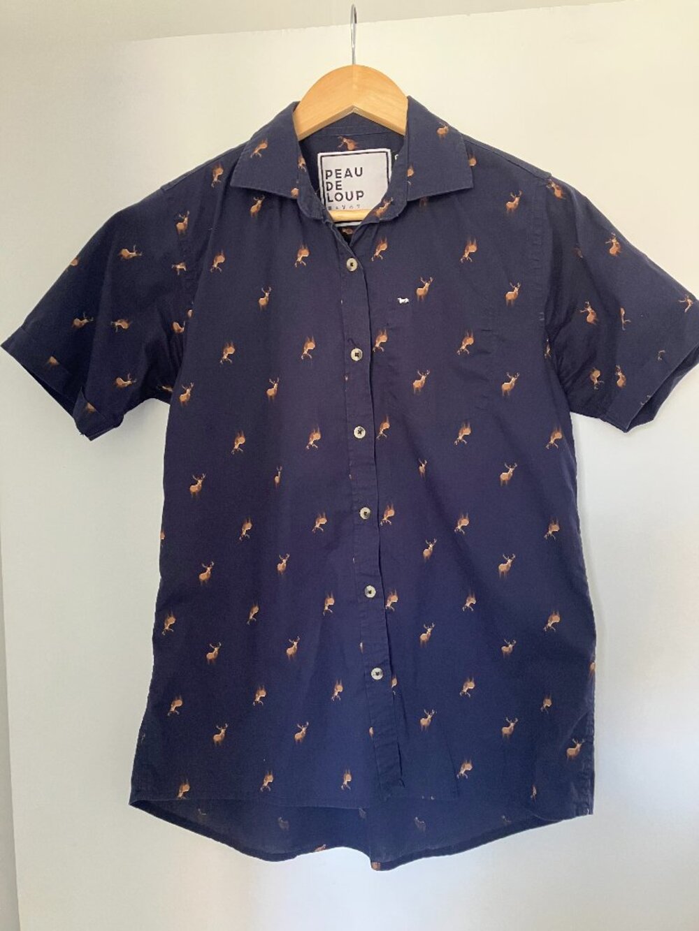 Peau De Loup Gender Neutral Deer Blue Button-Down Shirt